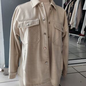 Forever 21 Beige Plaid Utility Shacket Jacket
